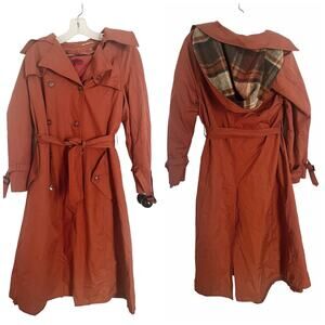 1970s Women’s Belted Trench Maxi Coat- Hooded Wool Lined